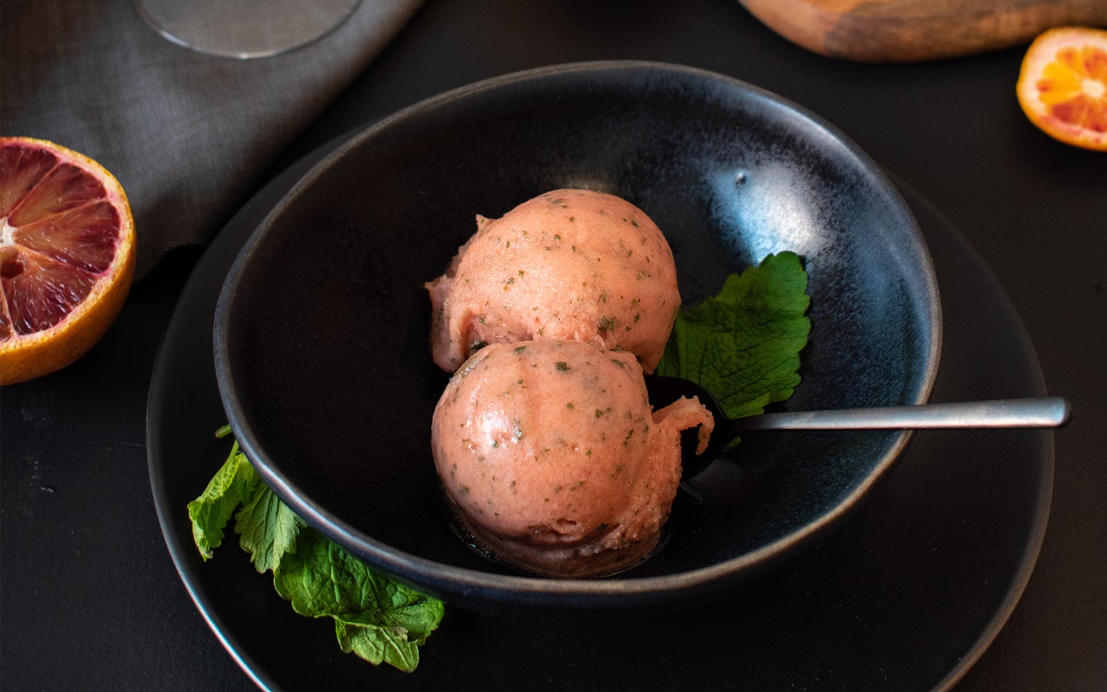 Blutorange-Champagner-Zitronenmelisse